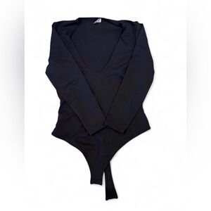 Free People Black Long Sleeve Bodysuit